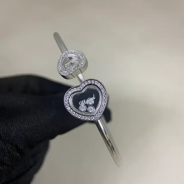 Chopard खुश दिल दिल के आकार का पावे हीरे तैरता आकर्षक कंगन 3