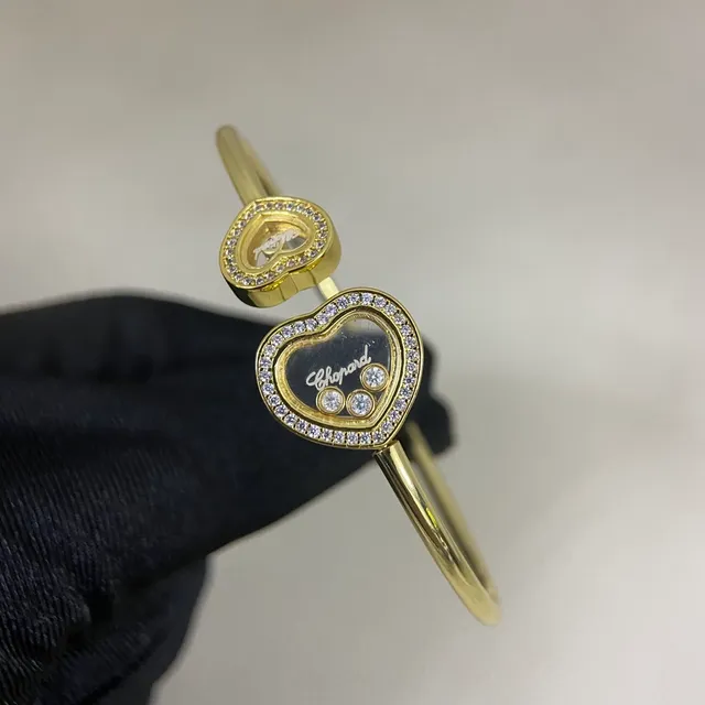 Chopard खुश दिल दिल के आकार का पावे हीरे तैरता आकर्षक कंगन 4