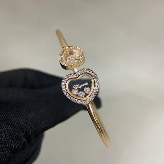 Chopard खुश दिल दिल के आकार का पावे हीरे तैरता आकर्षक कंगन 5
