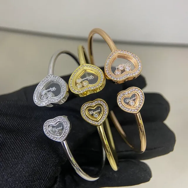 Chopard खुश दिल दिल के आकार का पावे हीरे तैरता आकर्षक कंगन 6