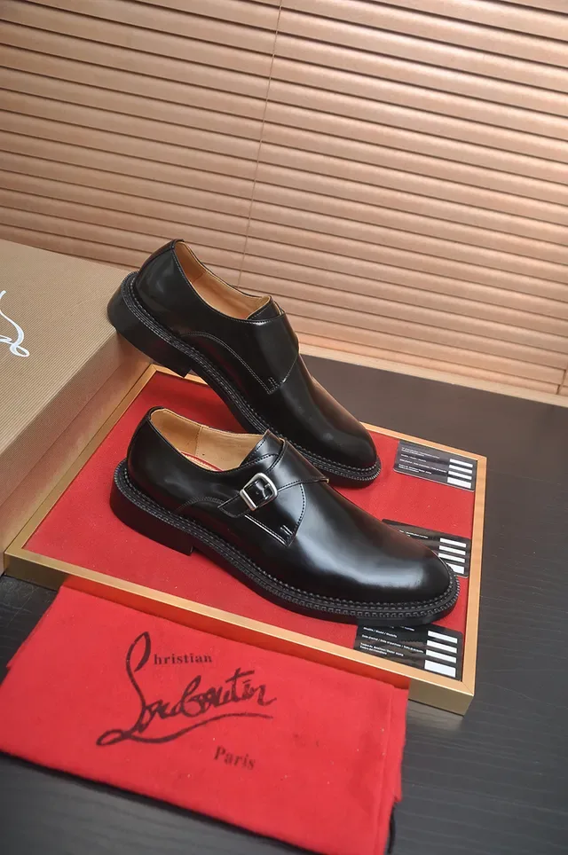 Christian Louboutin কালো লাল সিঙ্গেল স্ট্র্যাপ বাকেল ক্লোজার মনক শু 4