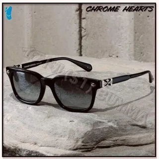 Chrome Hearts Black Silver Matte Acetate Rectangular Softened Corners Sunglasses 7