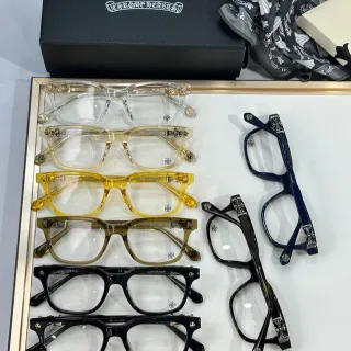 Chrome Hearts COX UKEN काला सोना आयताकार एसिटेट फ्रेम्स क्रॉस मोटिफ टेम्पल हार्डवेयर ऑप्टिकल ग्लासेस