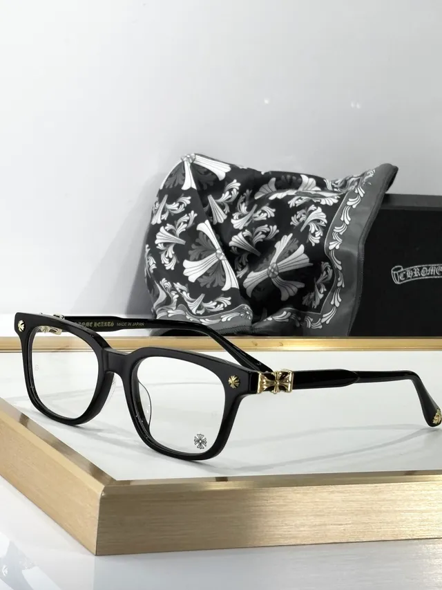 Chrome Hearts COX UKEN 黑金 矩形 醋酸纤维 眼镜框 十字图案 太阳穴 五金 光学眼镜 2