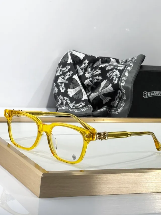 Chrome Hearts COX UKEN 黑金 矩形 醋酸纤维 眼镜框 十字图案 太阳穴 五金 光学眼镜 3