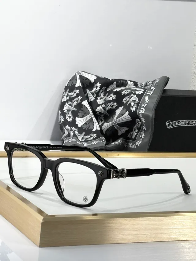Chrome Hearts COX UKEN 黑金 矩形 醋酸纤维 眼镜框 十字图案 太阳穴 五金 光学眼镜 4