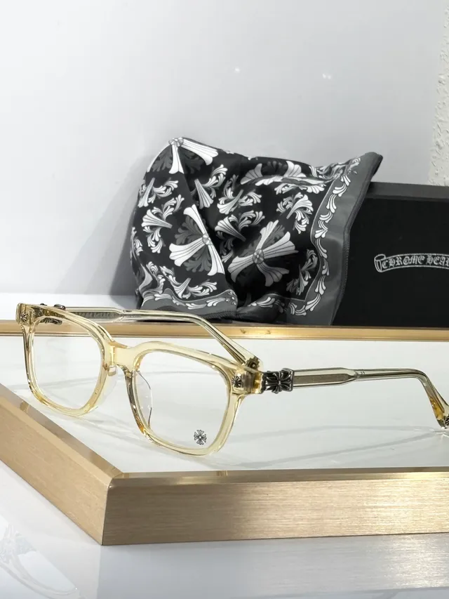 Chrome Hearts COX UKEN 黑金 矩形 醋酸纤维 眼镜框 十字图案 太阳穴 五金 光学眼镜 5
