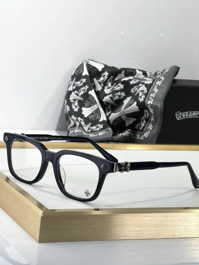 Chrome Hearts COX UKEN 黑金 矩形 醋酸纤维 眼镜框 十字图案 太阳穴 五金 光学眼镜 6