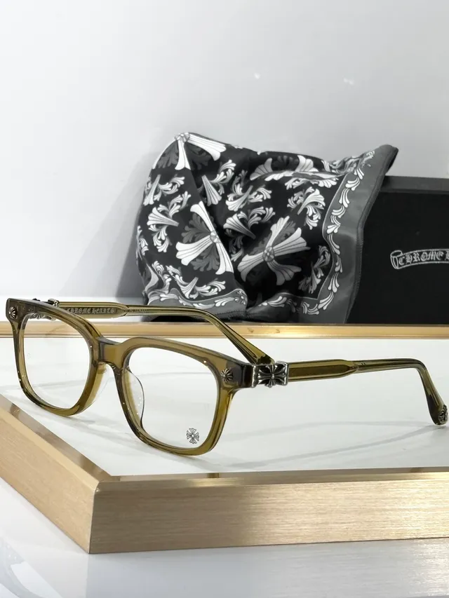 Chrome Hearts COX UKEN 黑金 矩形 醋酸纤维 眼镜框 十字图案 太阳穴 五金 光学眼镜 7