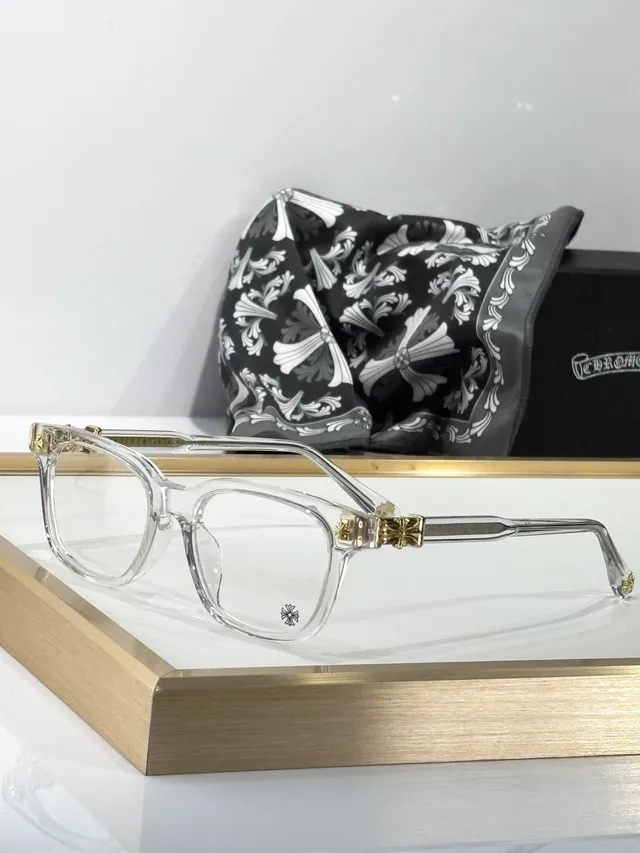 Chrome Hearts COX UKEN 黑金 矩形 醋酸纤维 眼镜框 十字图案 太阳穴 五金 光学眼镜 9