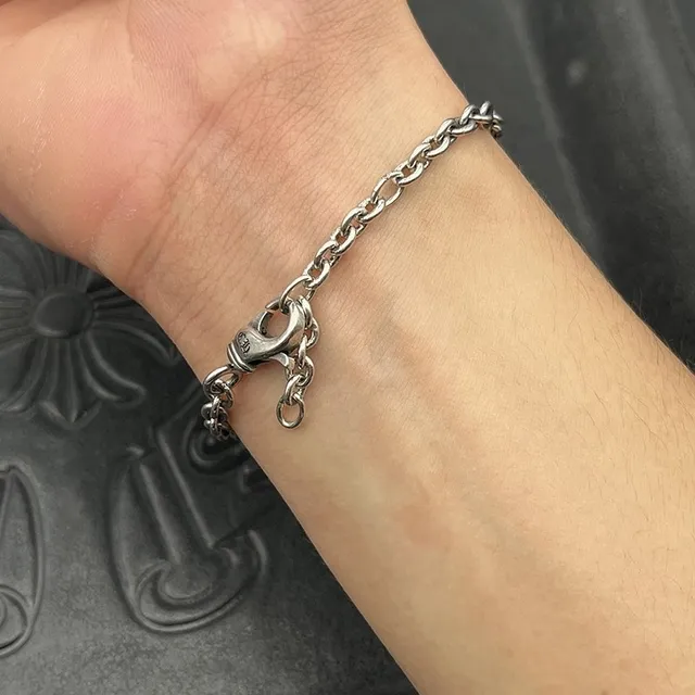 Chrome Hearts Bracelet Croix Chaîne à maillons ovales en ton argenté 2