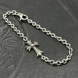 Chrome Hearts Bracelet Croix Chaîne à maillons ovales en ton argenté 7