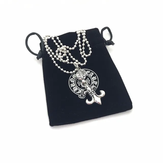 Chrome Hearts Corrente Cross & Spike Prata Preto Pingente Ornamentado Gótico Colar Sterling 2