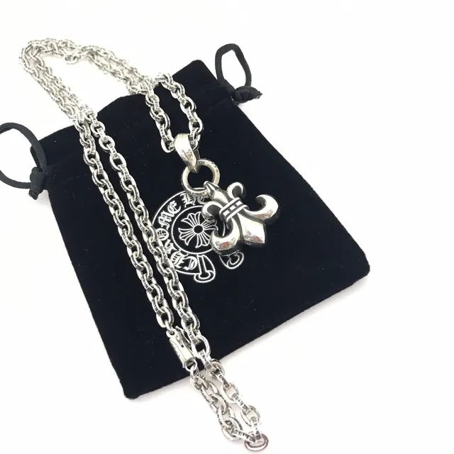 Chrome Hearts Corrente Cross & Spike Prata Preto Pingente Ornamentado Gótico Colar Sterling 6