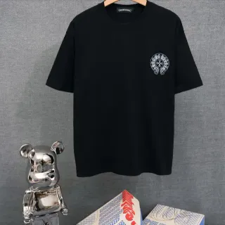 Chrome Hearts कढ़ाई लोगो काली टी-शर्ट