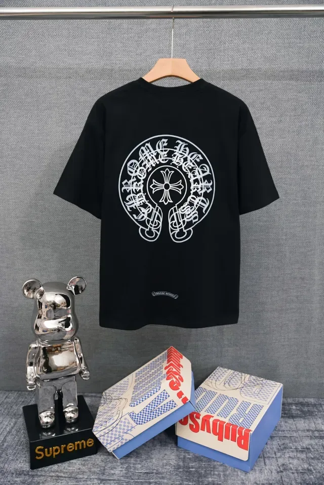 Chrome Hearts এমব্রয়ডারি লোগো কালো টি-শার্ট 4