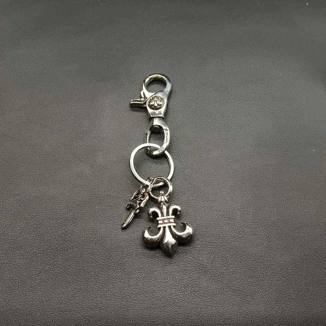 Chrome Hearts Fleur-de-Lis চার্ম ক্লিপ চকচকে রূপা স্টার্লিং পেন্ডেন্ট ব্রেসলেট 2