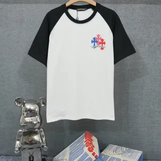 Chrome Hearts रैगलन आस्तीन कंट्रास्ट लोगो टी-शर्ट
