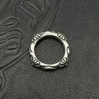 Chrome Hearts Anillo de Plata con Motivo Floral-Cross Ornado Detalle de Relieve Elevado 6