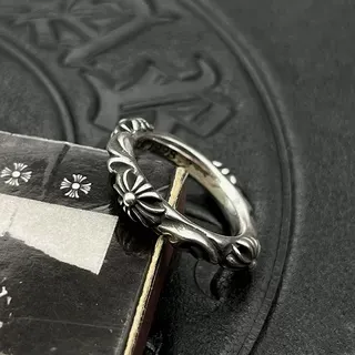 Chrome Hearts Anillo de Plata con Motivo Floral-Cross Ornado Detalle de Relieve Elevado 7
