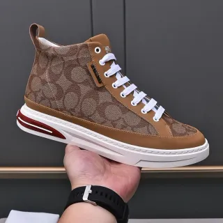 Coach High-Top Monogram Canvas and Leather Sneaker