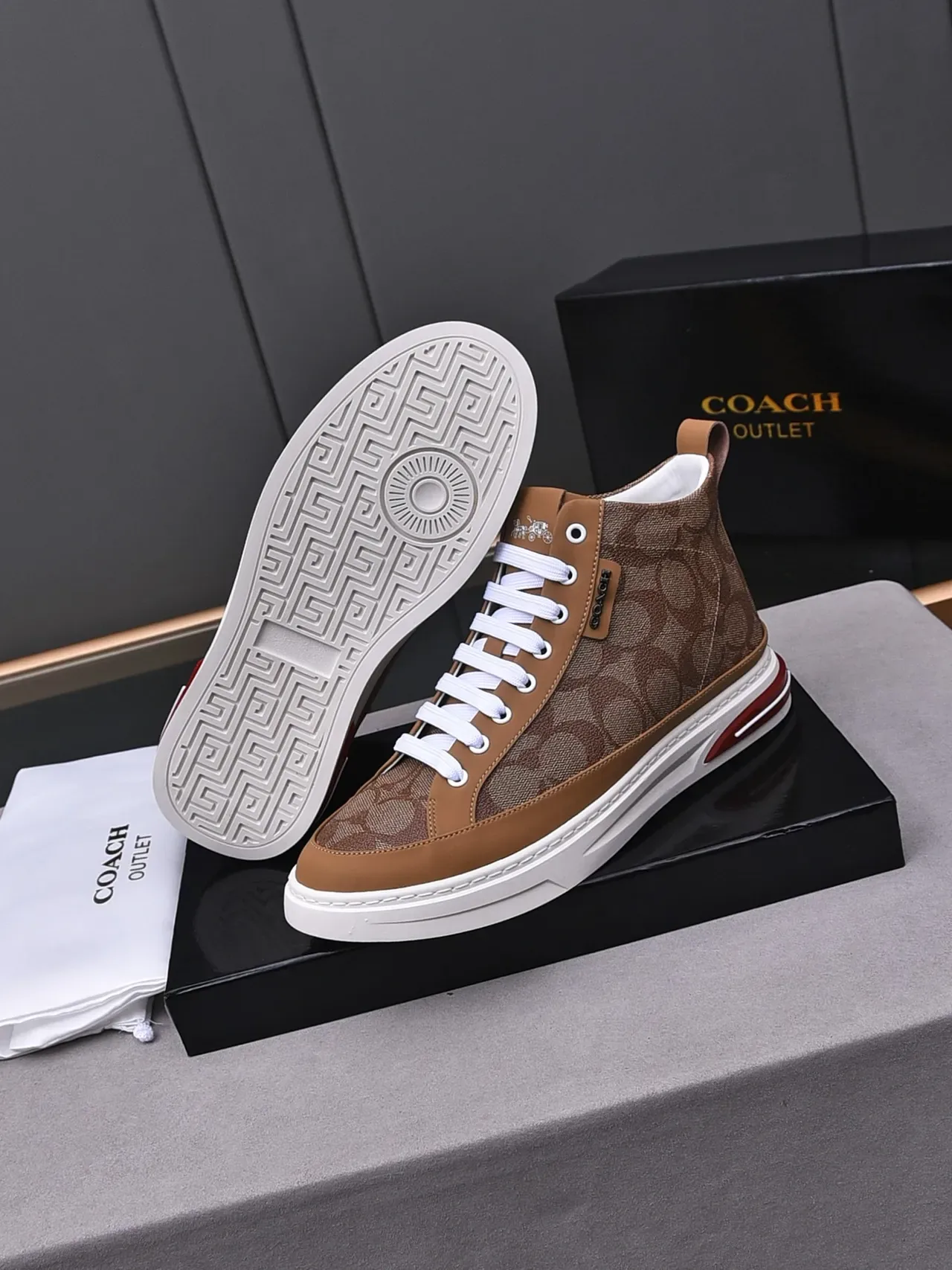 Coach Baskets Hautes Monogramme Toile et Cuir 4
