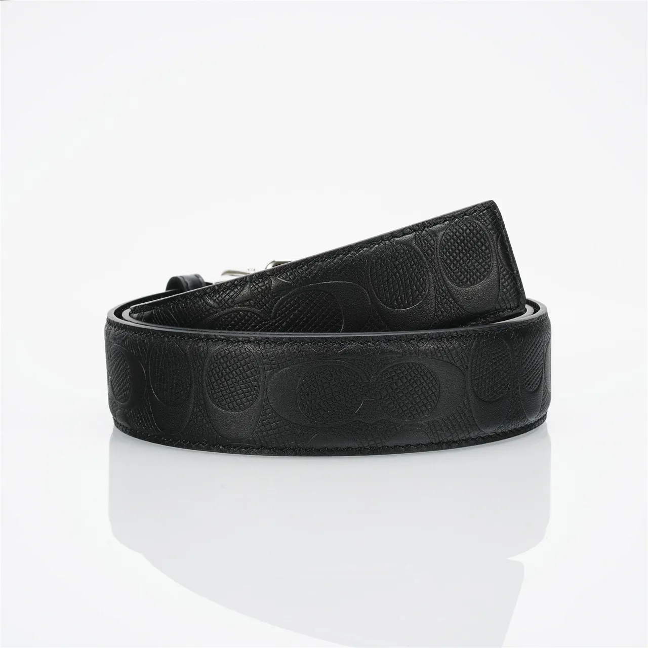 Coach Signature Cinto reversível de couro preto 3