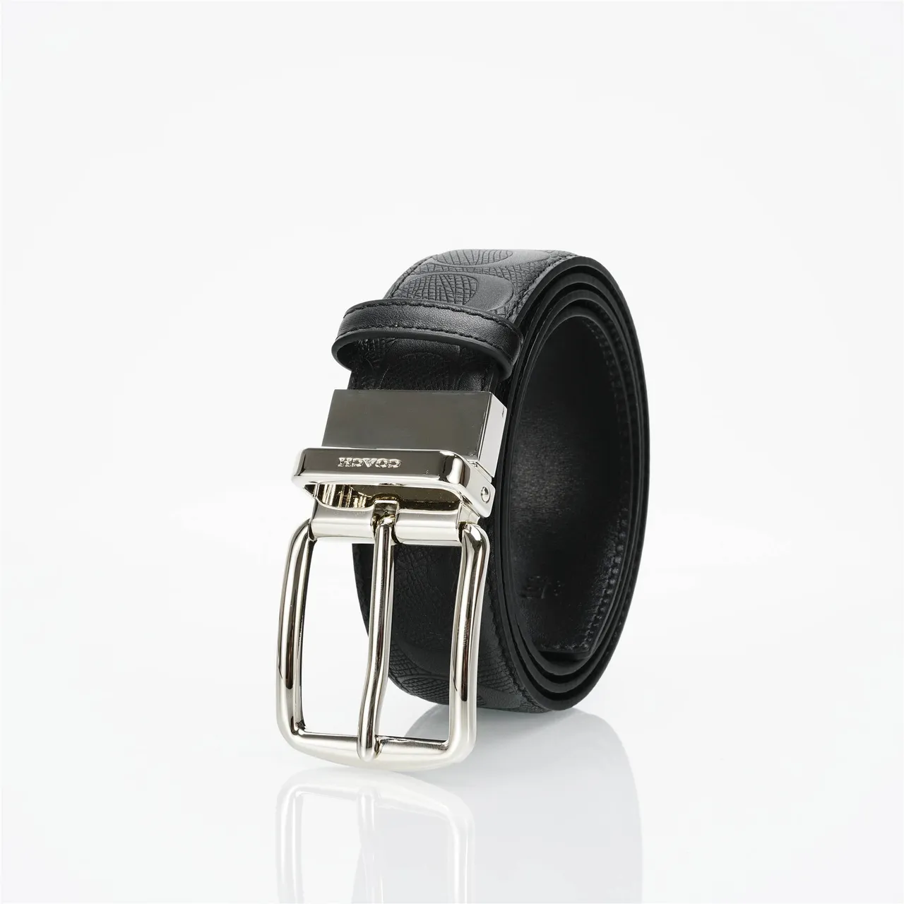 Coach Signature Cinto reversível de couro preto 6