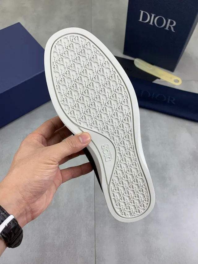 Dior B23 Negro Blanco Ante Superior CD Logo Hebilla Mocasín 2