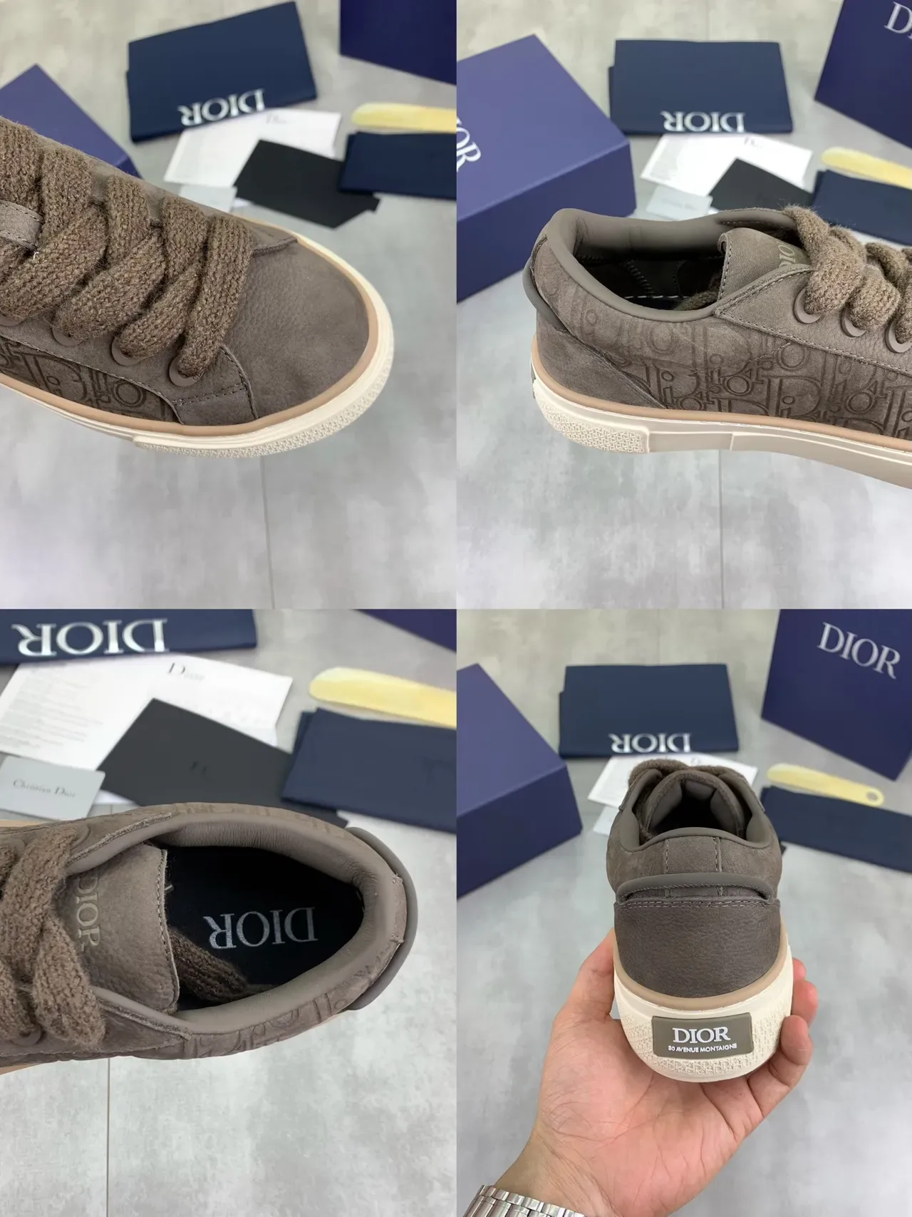 Dior B23 حذاء أسلوب حياة جلد ناعم محفور مائل 2