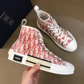 Dior B23 हाई-टॉप स्नीकर लाल तिरछा मोनोग्राम लाइफस्टाइल स्नीकर
