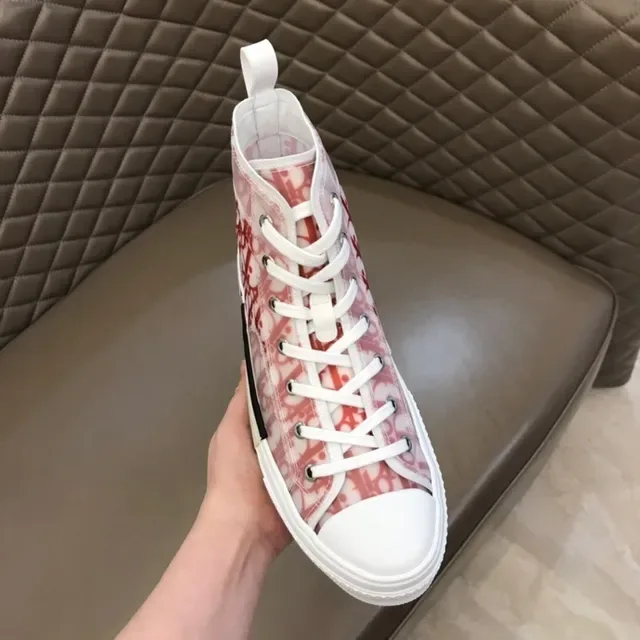 Dior B23 Tênis de alto Vermelho Monograma Oblíquo Tênis Lifestyle 2
