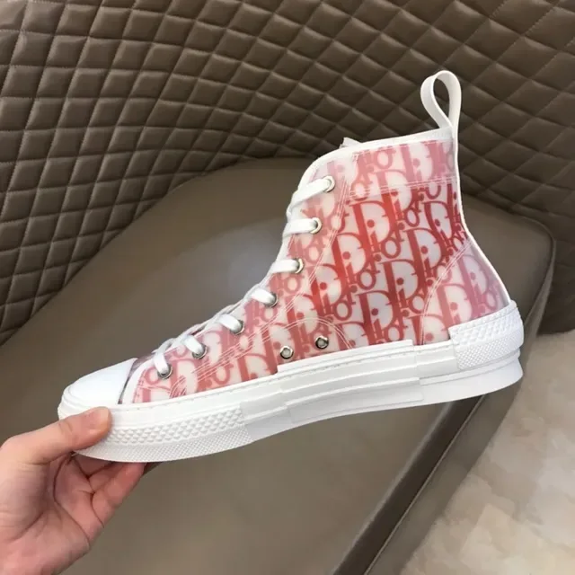 Dior B23 Tênis de alto Vermelho Monograma Oblíquo Tênis Lifestyle 3