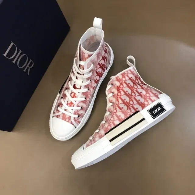Dior B23 Tênis de alto Vermelho Monograma Oblíquo Tênis Lifestyle 4