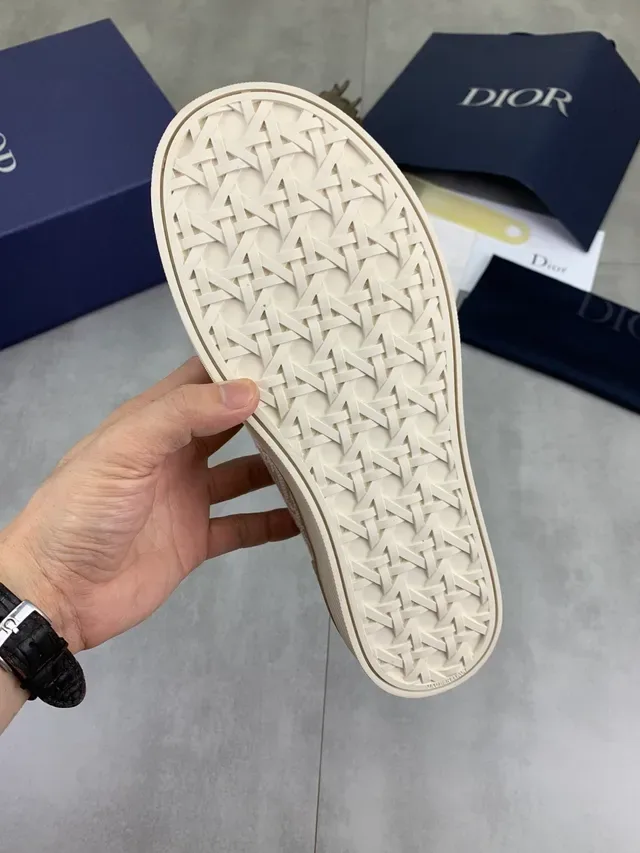 Dior B23 Monogram Beige Slip-On sneakers lifestyle 2