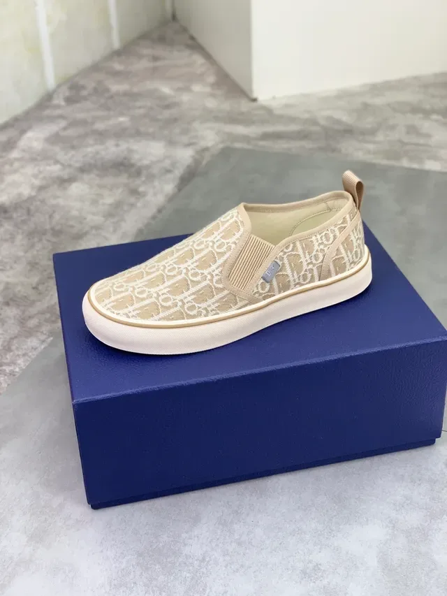 Dior B23 Monogram Beige Slip-On sneakers lifestyle 4