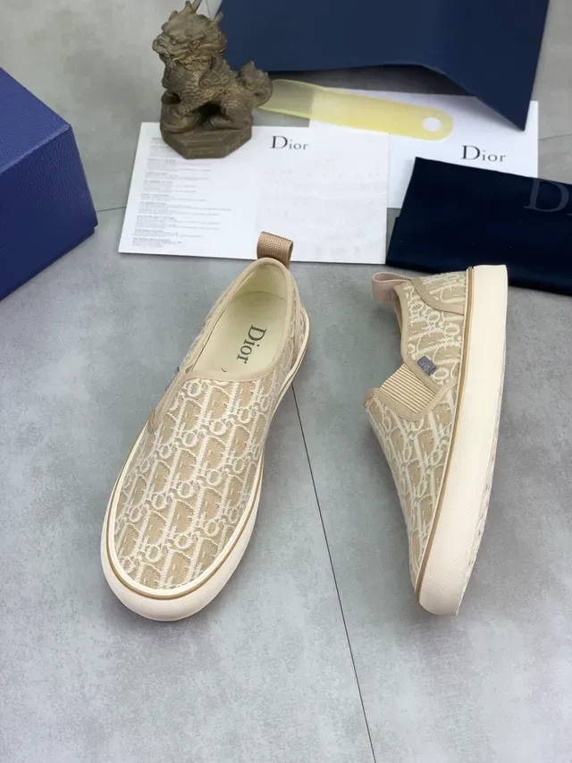Dior B23 Monogram Beige Slip-On sneakers lifestyle 5