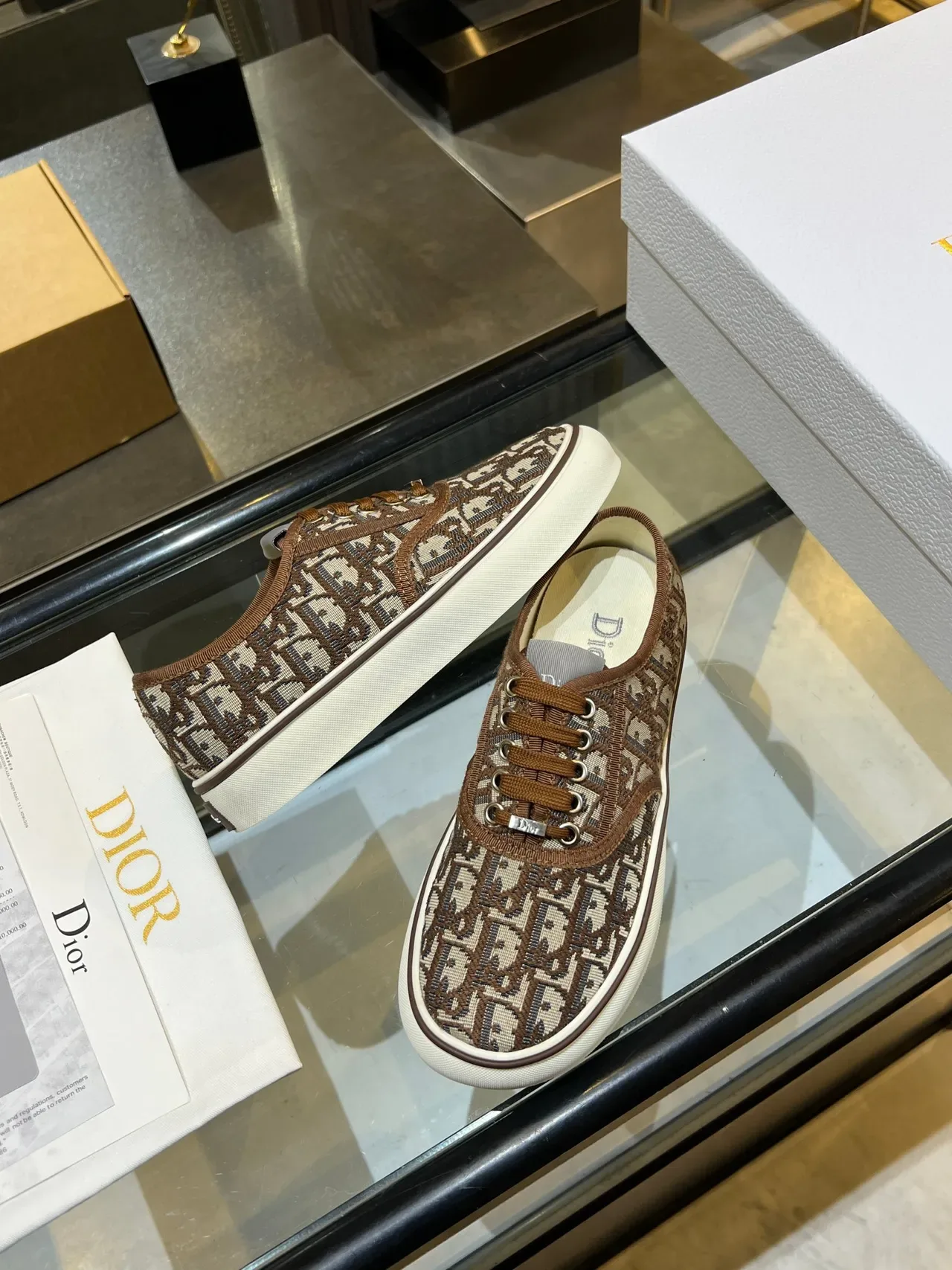 Dior B23 Monogram Canvas भूरा बीज लाइफस्टाइल स्नीकर 3
