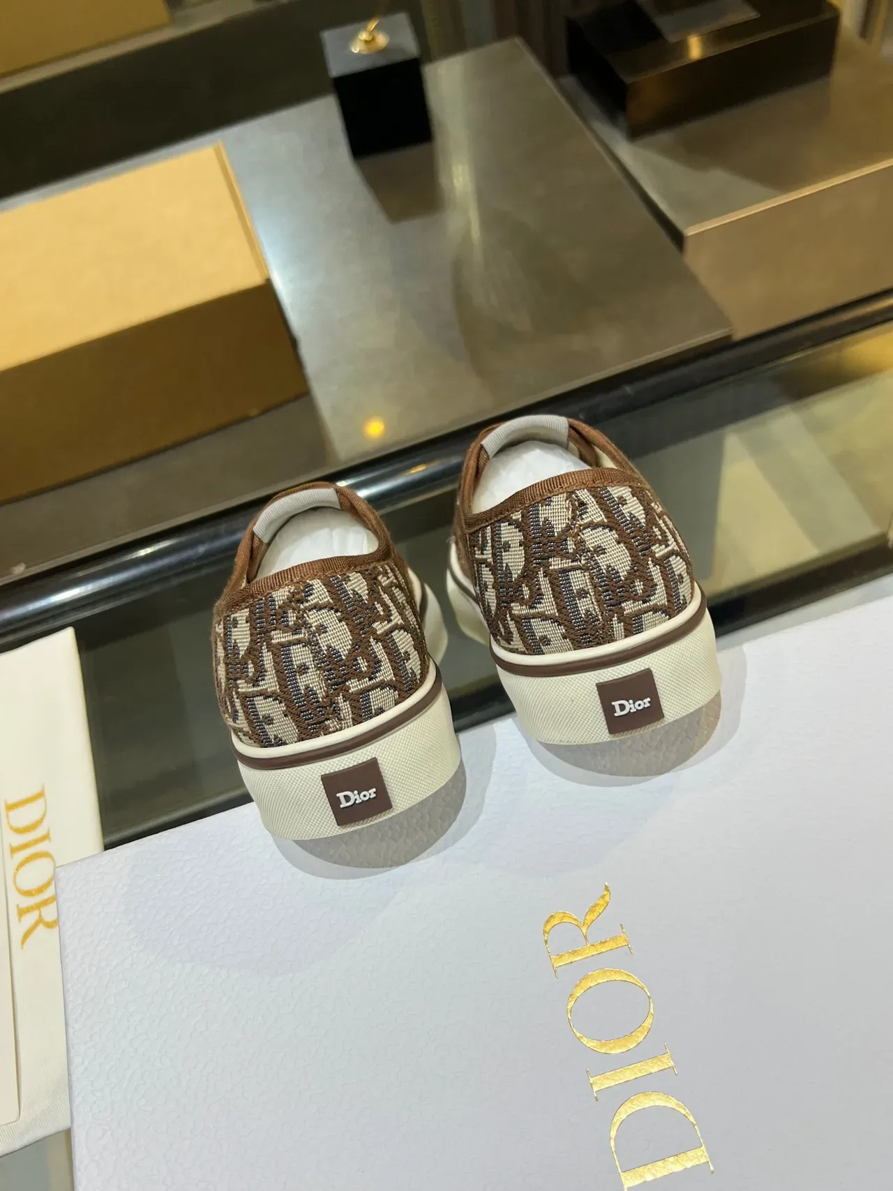 Dior B23 Monogram Canvas भूरा बीज लाइफस्टाइल स्नीकर 5