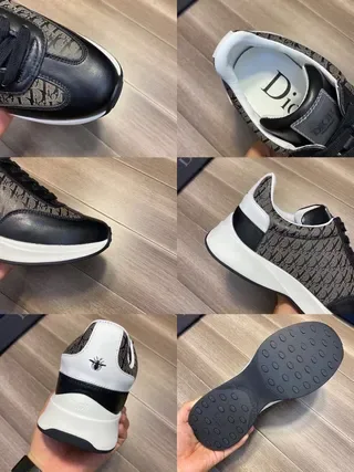 Dior B23 sneakers lifestyle en textile monogrammé et cuir noir 4