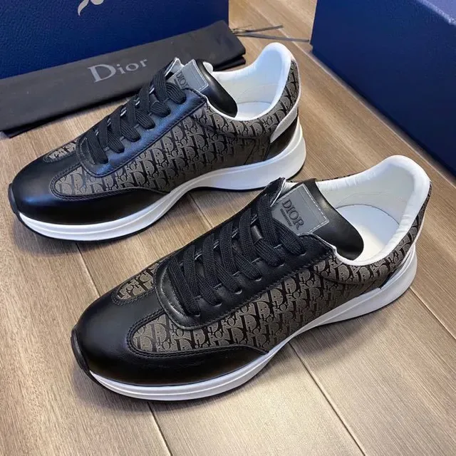 Dior B23 sneakers lifestyle en textile monogrammé et cuir noir 9
