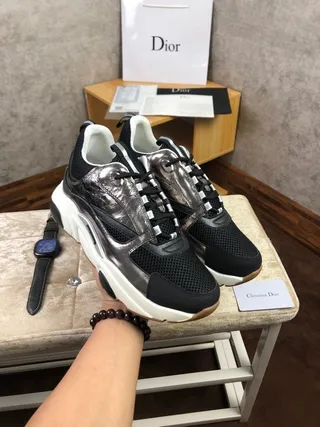 Dior B23 Runner Black Silver Mesh Chunky Sneakers 5