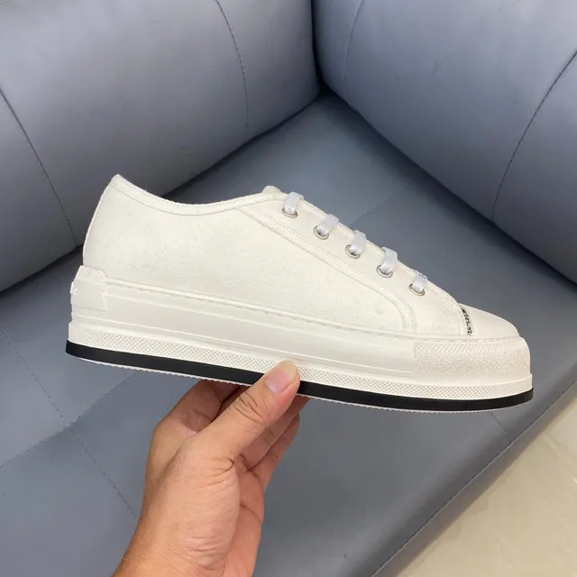 Dior B23 White Canvas Branded Strap Lifestyle Sneakers 6