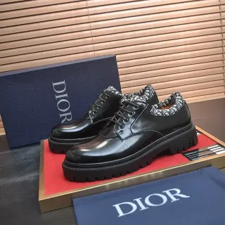 Dior B27 काला चमकदार चमड़े का चंकी लुग सोल ऑक्सफोर्ड जूते