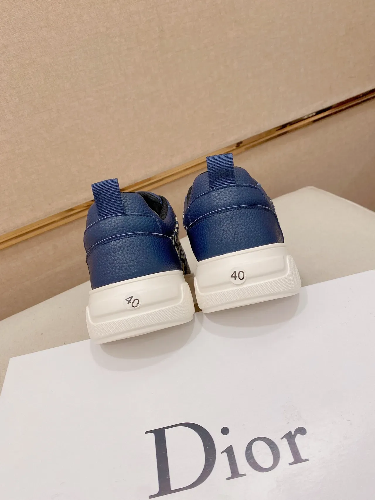 Dior B27 Monogram 海军色和米色生活方式运动鞋 3