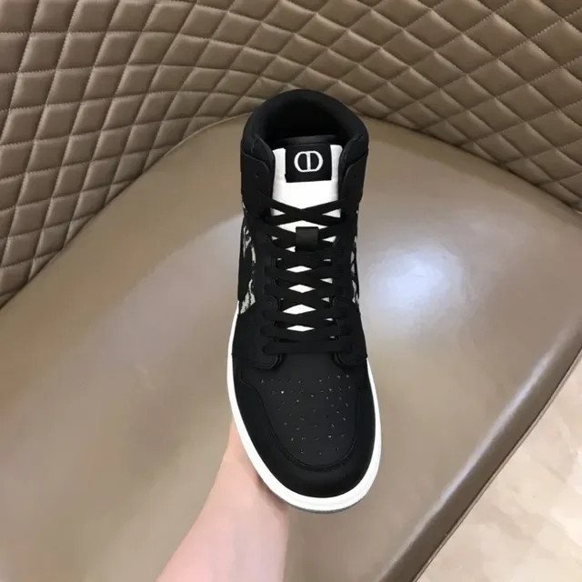 Dior Black Beige High-Top Monogrammed Basketball Shoes 4
