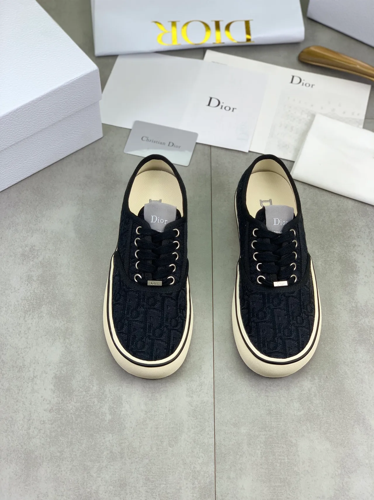 Dior Black Beige Jacquard Monogram Upper Cupsole Construction Lifestyle Sneakers 4