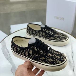 Dior Noir Beige Monogrammé Toile Low-Top Lacets Lifestyle Sneakers