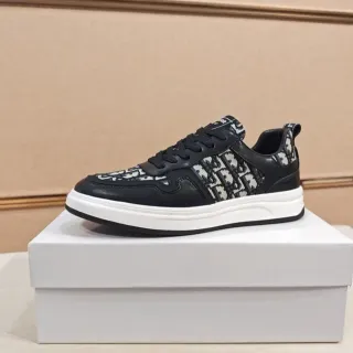 Dior 黑米 Oblique Jacquard 面板 皮革覆盖 生活方式运动鞋