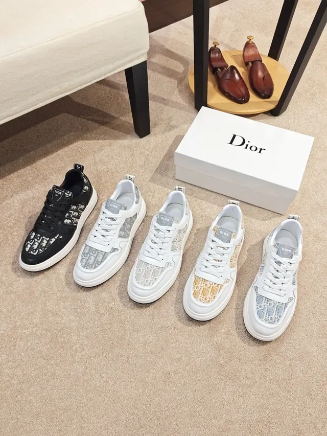 Dior Black Beige Oblique Jacquard Panels Leather Overlays Lifestyle Sneakers 2